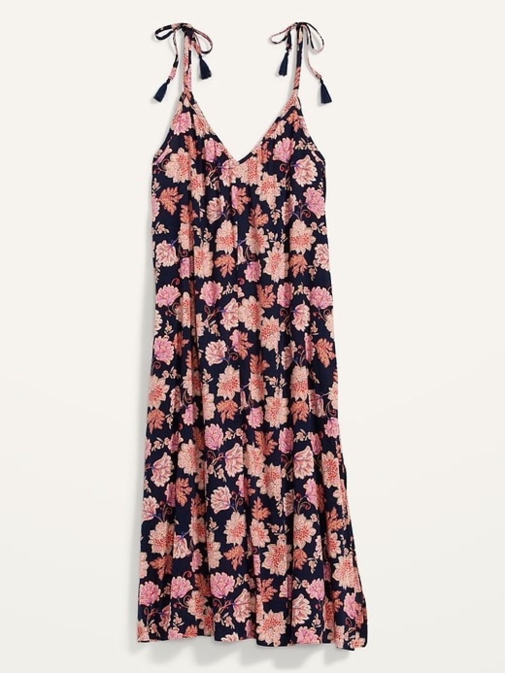 Old Navy Navy Floral Maxi Dress with Pink & Coral Blooms